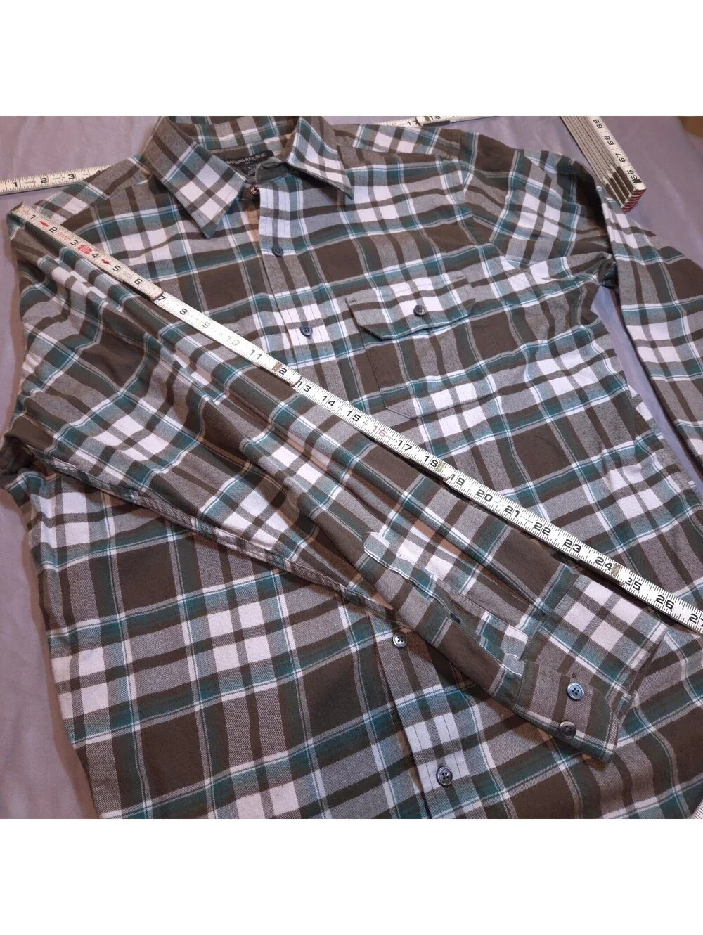 Banana Republic Men's Large Brown Green Plaid Flannel Button Shirt